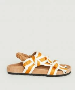 Petite Mendigote Brown Sandals With Striped Cotton Straps Laura