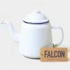 Falcon Enamelware Teapot - White With Blue Rim
