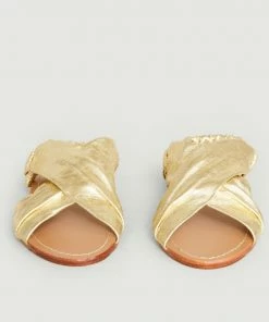 Petite Mendigote Jill Metallic Leather Flat Sandals