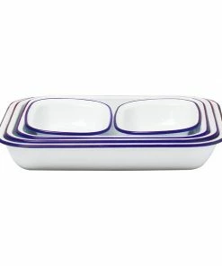 Falcon Enamelware Bake Set - White With Blue Rim