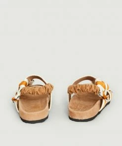 Petite Mendigote Brown Sandals With Striped Cotton Straps Laura