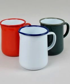 Falcon Enamelware 1 Pint White with Blue Trim Enamel Jug