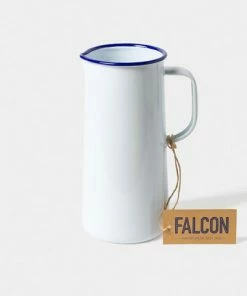 Falcon Enamelware 3 Pint Jug - White With Blue Rim