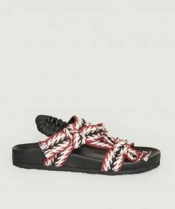 Petite Mendigote Sandals With Fancy Straps In Cotton Laura