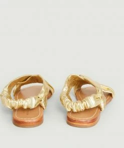 Petite Mendigote Jill Metallic Leather Flat Sandals