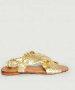 Petite Mendigote Jill Metallic Leather Flat Sandals
