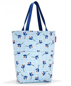 Reisenthel City Shopper Shopping Bag - Pale Blue Leaves
