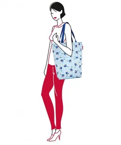 Reisenthel City Shopper Shopping Bag - Pale Blue Leaves