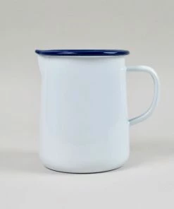 Falcon Enamelware 1 Pint White with Blue Trim Enamel Jug