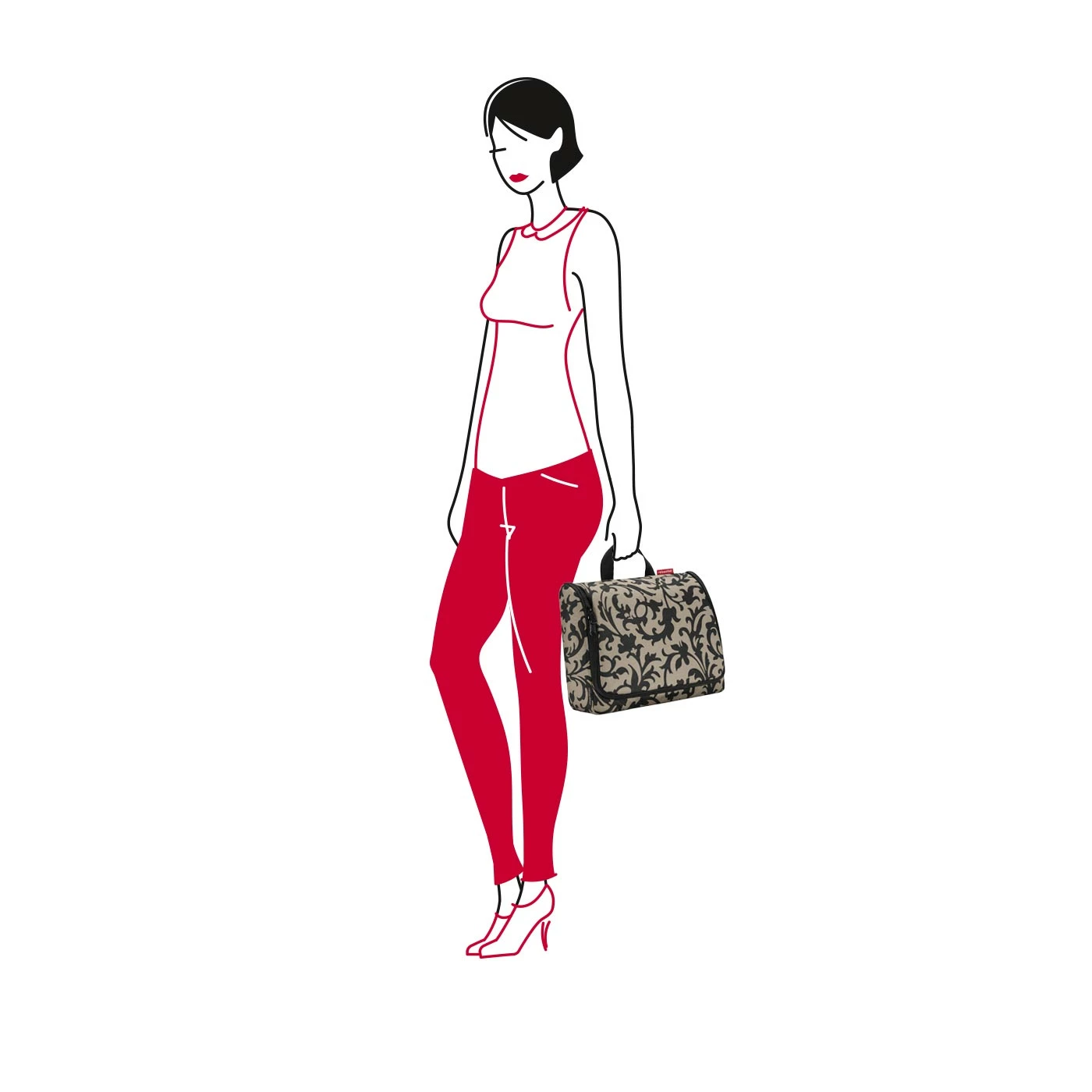 Reisenthel XL Taupe Baroque Large Foldable Toilet Bag 3 Reisenthel XL Taupe Baroque Large Foldable Toilet Bag