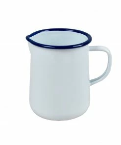 Falcon Enamelware 1 Pint White with Blue Trim Enamel Jug