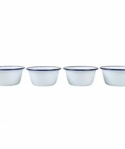 Falcon Enamelware Box of 4 Small Enamel Bowls - White
