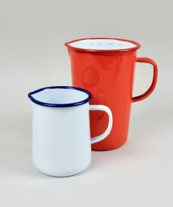 Falcon Enamelware 1 Pint White with Blue Trim Enamel Jug