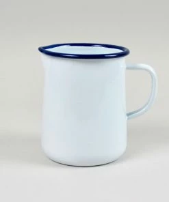 Falcon Enamelware 1 Pint White with Blue Trim Enamel Jug